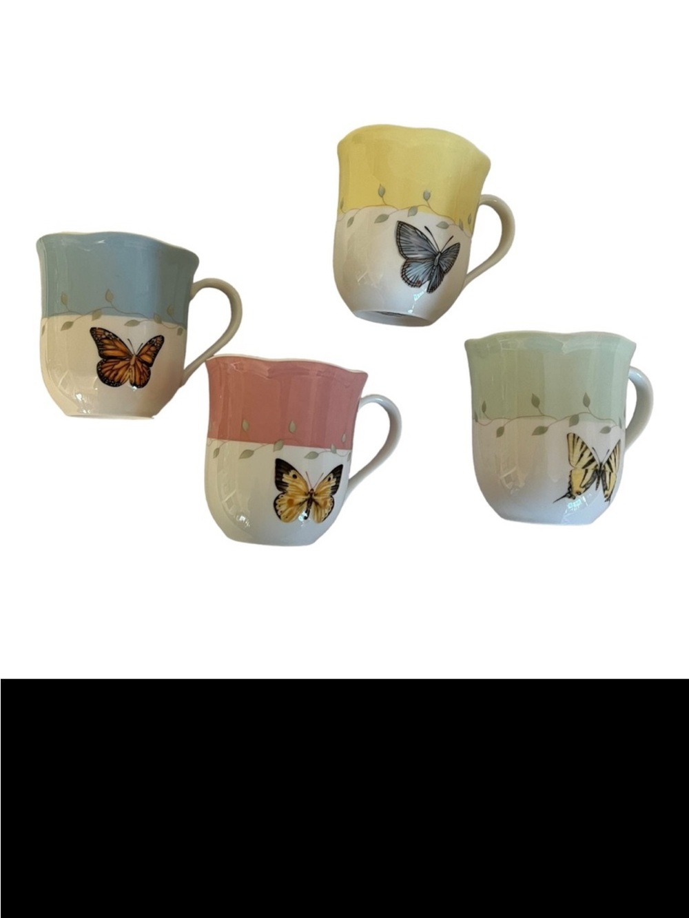 Lenox Butterfly Meadow Set of 4 Coffee Mugs Tea Cups
